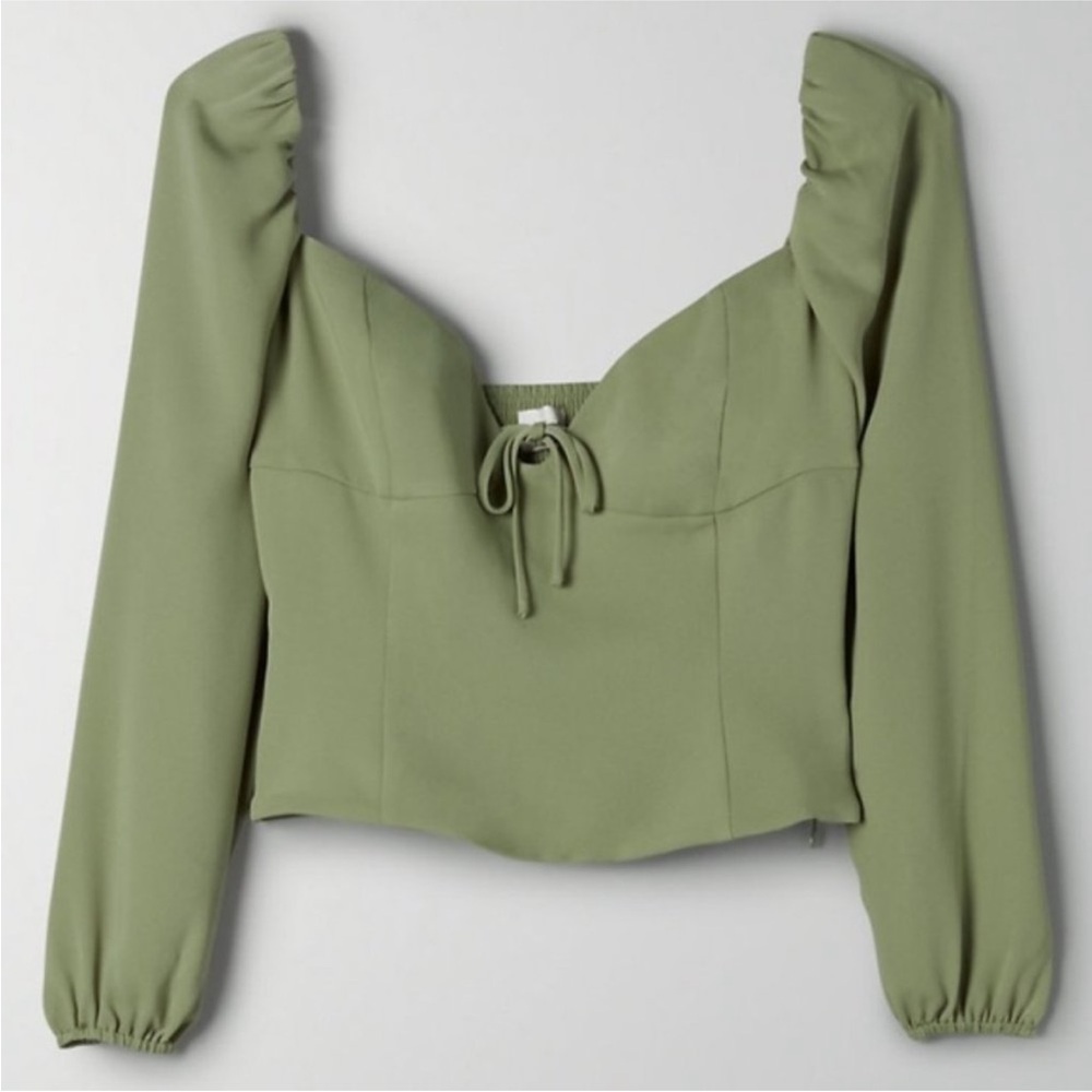Aritzia Sage Green Novella Blouse